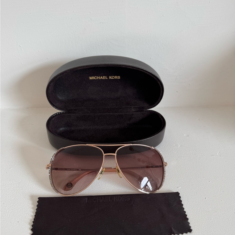 Michael Kors Women's Sadie Embellished Sunglasses - Rose Gold and Brown